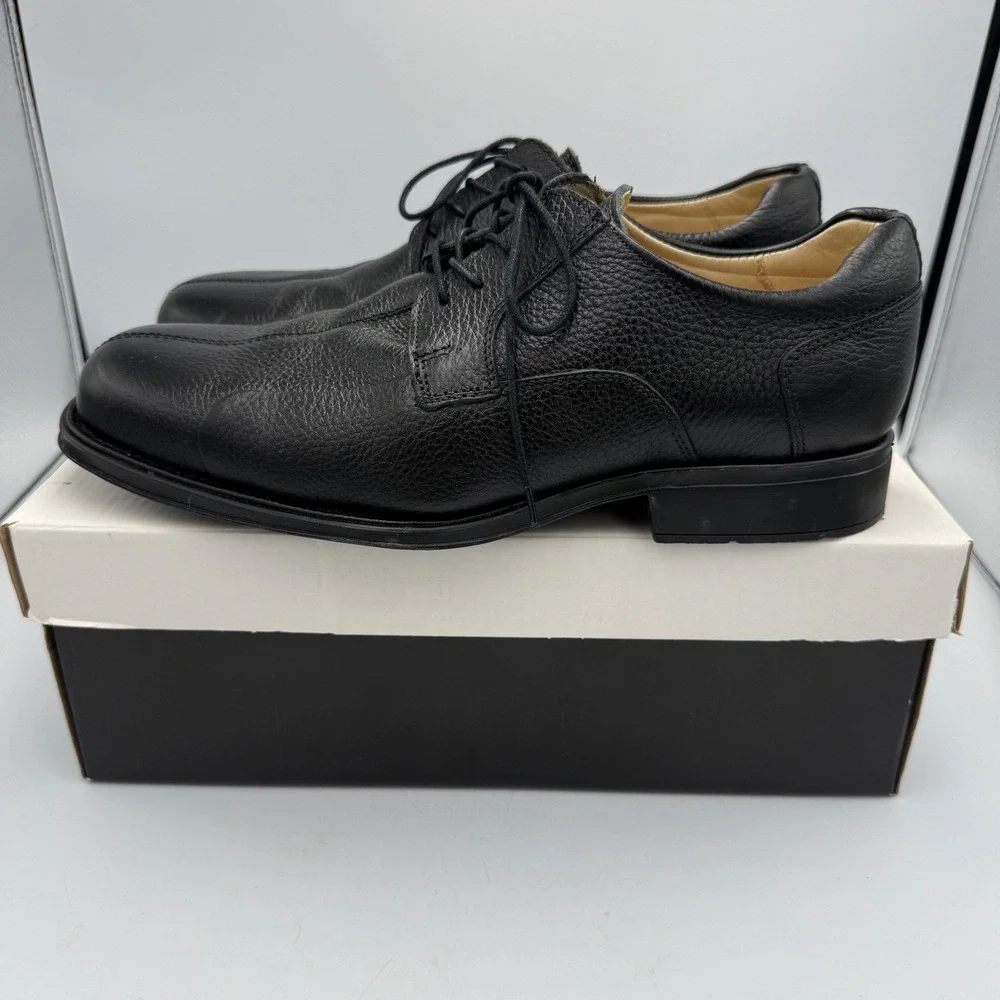 Studio Belvedere Bay Bridge Mens Black Leather Bicycle Toe Dress Shoes 10.5 EEE